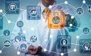 Healthcare sector digital graphic icons