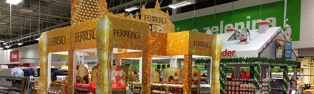 Stand az élelmiszerboltban, a Ferrero az elektronikus számlázás optimalizálás mellett döntött